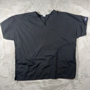 Cherokee Workwear Black V-Neck Scrub Top Short Sleeve Pockets Mens XL‎ 21650